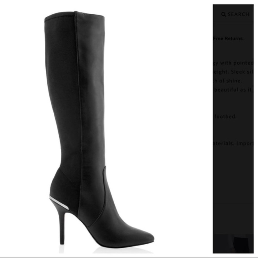 WHBM Coralie Black Leather Boot SZ 10